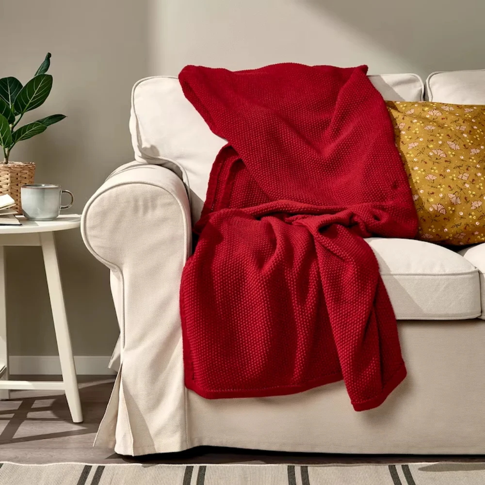 IKEA HUMLEMOTT Throw, dark red, 51x67